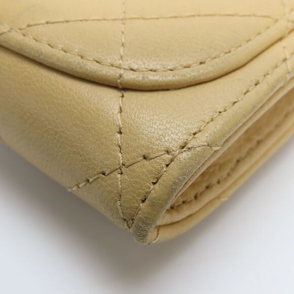 CHANEL Beige Lambskin Leather Logo Wallet - Picture 4 of 11